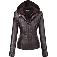 Made By Johnny MBJ WJC1347 Women's Faux Leather Moto Jacket with